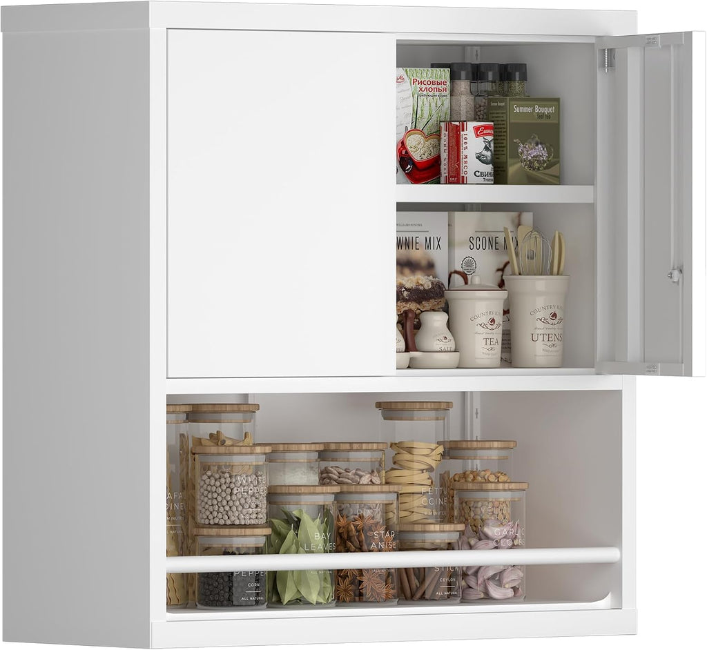 Wall Cabinets,Garage Metal Storage Cabinet with Shelf,Wall Storage Cabinet with Locking Door,Steel Cabinets for Kitchen,Home Office,Basement