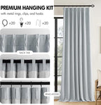 MIULEE Grayish Blue Pinch Pleated 100% Blackout Linen Curtains 40x63 Inches | - Image 8