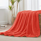 BEDELITE Ribbed Twin Blanket for Couch & Bed, Coral Red, Warm Yet Lightweight - Image 7