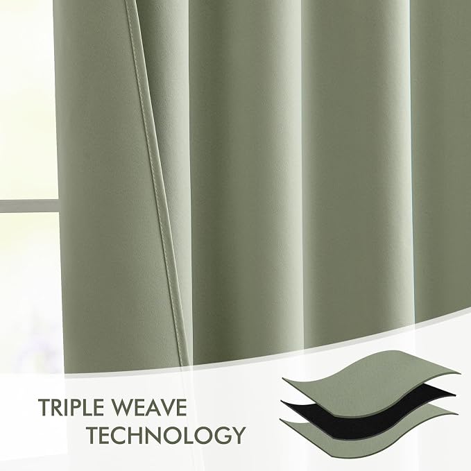 MIULEE Sage Green Back Tab Blackout Curtains 66x84 Inch Length 2 Panels Set | - Image 7