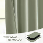 MIULEE Sage Green Back Tab Blackout Curtains 52x63 Inches Long 2 Panels Set | - Image 7