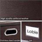 PRANDOM Foldable Storage Bins with Lids [5-Pack] Leather Fabric Collapsible Storage Boxes Organizer Containers Baskets Cube with Cover for Bedroom Closet Office Nursery Brown (14.9x10.8x10)