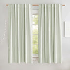 NICETOWN Light Green Linen Kitchen Draperies Completely Shaded, Privacy by NICETOWN