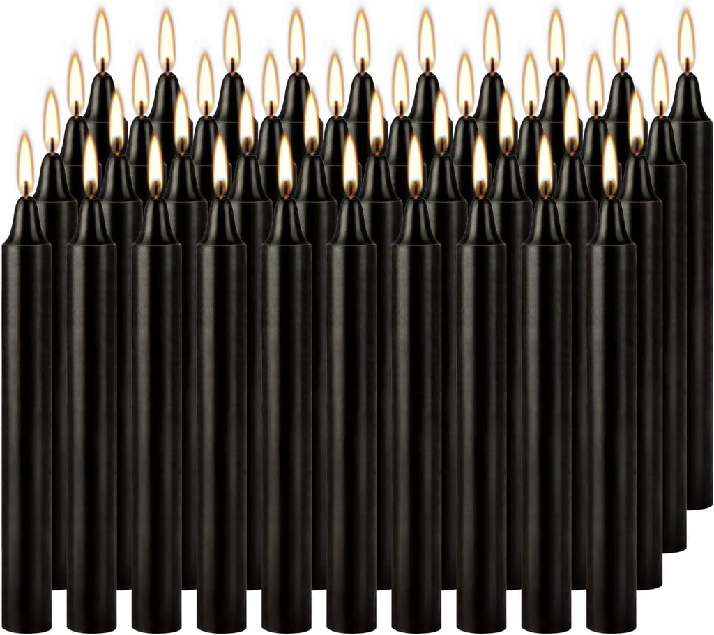 Spell Chime Candles 40 pcs Black Candles, 4" Tall Unscented Mini Taper Candle for Witchcraft, Wiccan Altar, Magic Tools, Rituals, Prayer, Meditation and Party Decoration