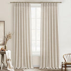 Large Window Natural Linen Curtains 108 Inches Long by PleatedDrapes
