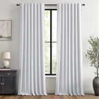 MIULEE 100% Blackout Linen Curtains 42 x 108 Inch Grayish White 2 Panel | by MIULEE