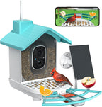 Smart Bird Feeder with Camera, 2K HD Bird Feeders for Outdoors with Solar Panel, Al Identification, Idea Gift, Blue