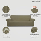 Easy-Going Stretch 4 Seater Oversized Sofa Couch Cover Khaki | 1-Piece Extra - Image 3