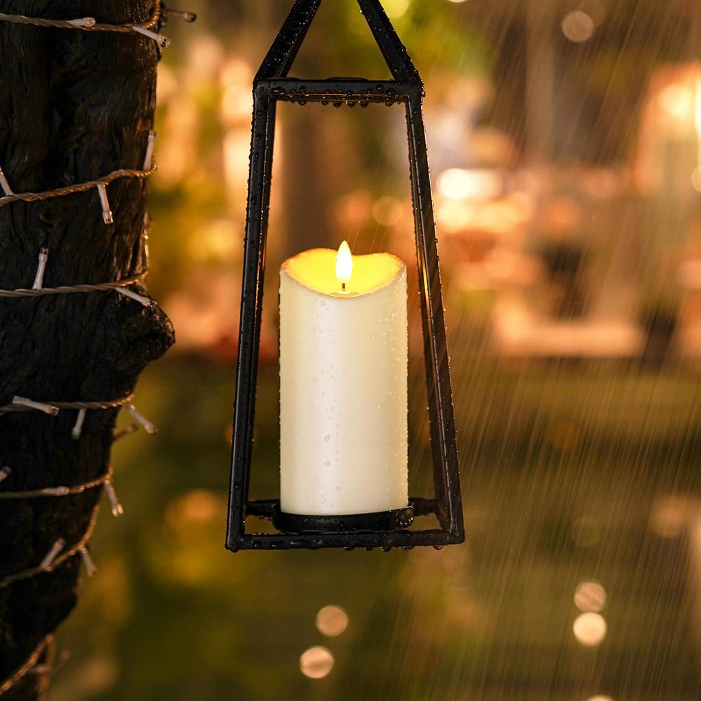 Homemory Flameless Candles with Timer and Remote Control, Battery Operated LED Candles, Realistic Fake Plastic Candles for Wedding, Festival, Home Decor, Waterproof Outdoor, D3”H4”6”8”