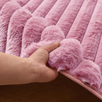 Dusty Rose Rabbit Striped Plush Rug 8'x10', Fluffy Shaggy Area Rug - Image 8