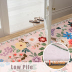 PLHXFR 2x6 Washable Runner Rug：Floral Indoor Kitchen Soft Carpet Beige | - Image 9