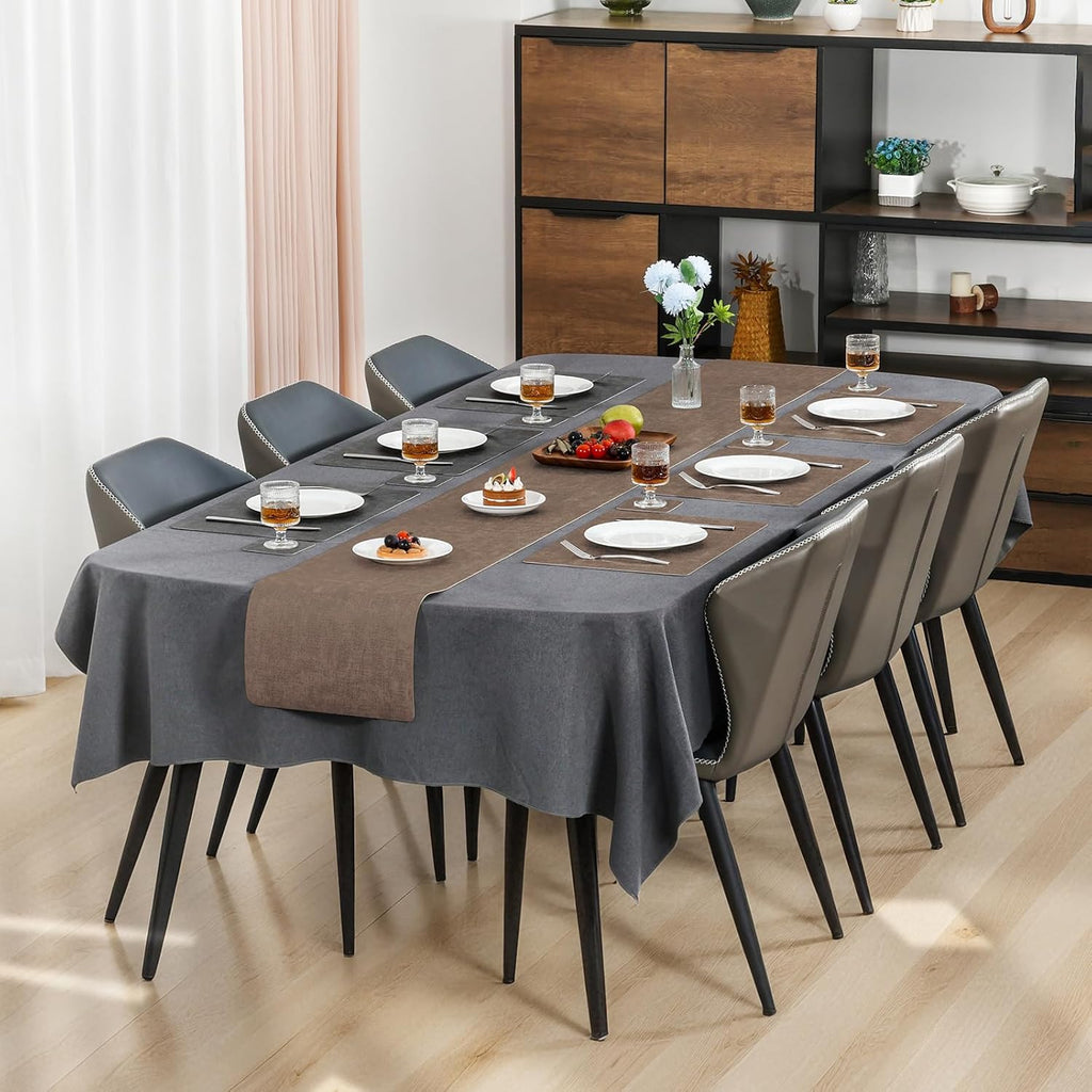 Myir JUN Placemats Dual Sided, Faux Leather Place Mats Set of 8 Indoor Placemat for Dining Table Non-Slip Washable Place Mat Heat Resistant Outdoor Table Mats (Set of 8, Gray Brown)