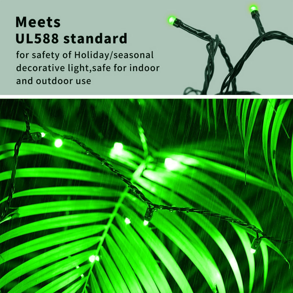 XTF2015 105ft 300 LED Christmas String Lights, End to End Plug 8 Modes Christmas Lights UL Certified Outdoor Indoor Fairy Light Tree, Patio, Garden, Party, Wedding, Holiday (Green)