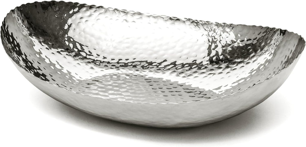 Monarch Abode Hand Hammered Decorative Bowl for Home Decor, 12.75-Inch Polished Stainless Steel – Key Bowl for Entryway Table, Catch All, Decorative Fruit Basin, Key Holder, Bowls for Home Decor