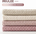 MIULEE Soft Decorative Chenille Pillow Covers Light Pink 16x16 Pack of 4 | - Image 6