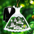 Our First Christmas As Mr & Mrs Ornament 2025, Personalized Marriage Wedding Ornament Gift for Bride Groom Newlyweds, Custom Text Names Husband Wife Married Together Ornaments for Wedding Anniversary