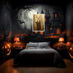 Skeleton Halloween Decor Occult Druid of the Forest Poster Canvas Wall Art Vintage Spooky Print Gothic Room Decor Dark Academia Decorations Bedroom Creepy Skull Picture 16X24inch Unframed