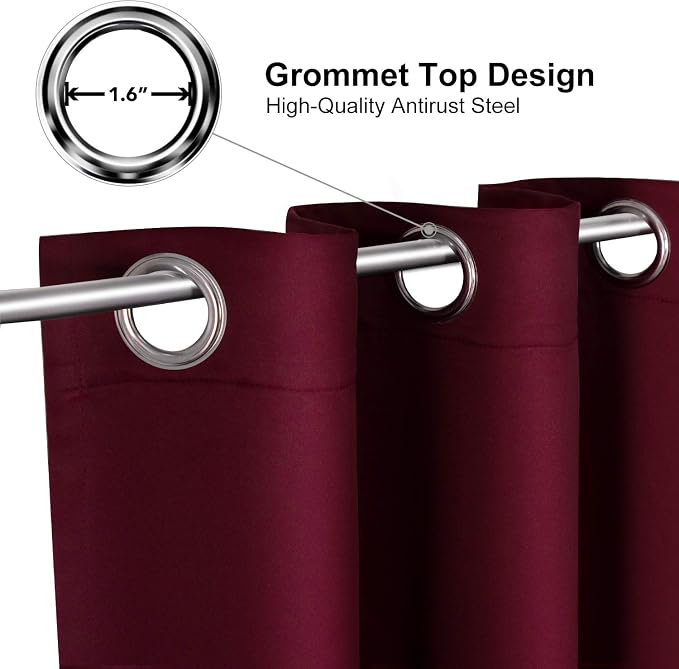 ChrisDowa Blackout Curtains for Bedroom and Living Room 70 inches Wide | 2 - Image 2