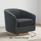 CHITA Swivel Accent Chair, FSC Certified Upholstered Velvet Barrel Chair for Living Room Set of 2, Fully Assembled, Grey