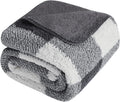 LURKA Checkered Sherpa Fleece Queen-Size Bed Blanket - Extra Thick and Warm Winter Soft Fuzzy Plush Blanket for Couches, Beds & Pets, Smoke Grey, 90x90 Inches
