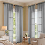 Charcoal Grey Sheer Curtains 84 Inches Long 2 Panels Set, Light Filtering Sheer - Image 7