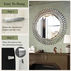 Kelly Miller Jeweled Mirror for Wall, 28 Inch Round Luxury Mirror with Sparkling Diamonds Beveled Modern Wall Decor for Bathroom, Living Room, Bedroom, Hallway
