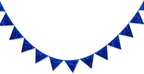pinkblume Royal Blue Decorations Double Sided Sequin Navy Blue Fabric Triangle Pennant Banner Flag Bunting Garland for Blue Nautical Ahoy Achor Theme Nursery Classroom Home Bedroom Wall Decor