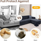 2 Pieces Sectional Couch Covers L Shaped Cover XXXL Navy Blue | Thick Washable - Image 4
