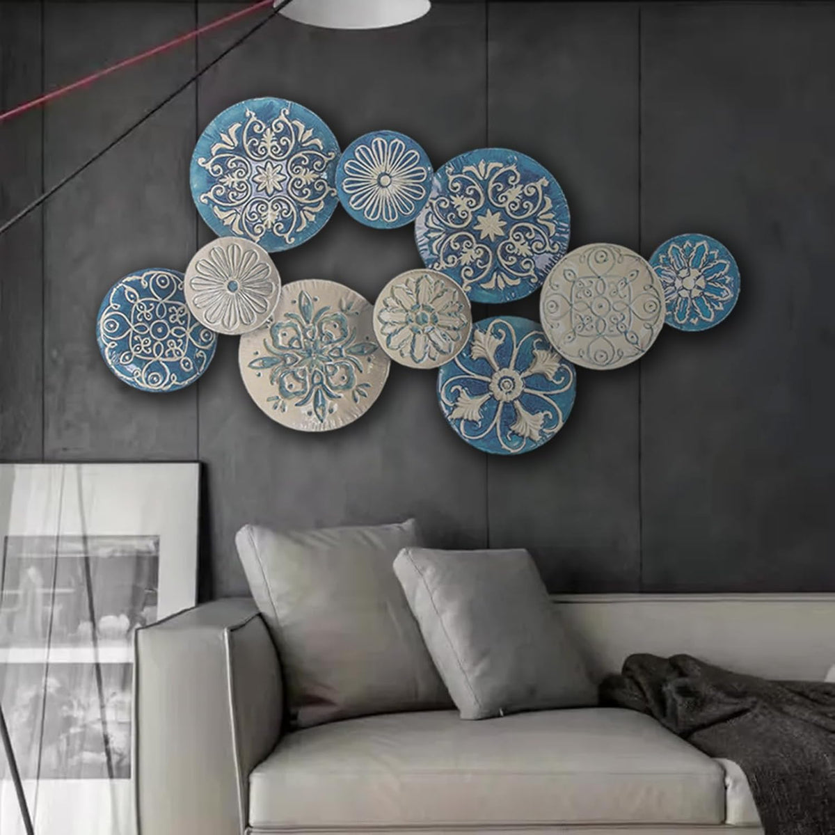 Large Metal Wall Decor 3D Stacked Wall Art Decor Metal Wall Art Hanging Sculptures for Living Room Home Office Kitchen Bedroom Decoration