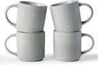 famiware Coffee Mug Set for 4, Star 12 oz Catering Mugs Cup Set with Handle for Coffee, Tea, Cocoa, Milk - Ceramic Stoneware Drinkware Set, Matte Grey