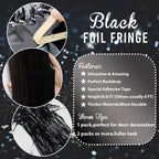 GOER 3.2 ft x 9.8 ft Metallic Tinsel Foil Fringe Curtains Party Photo Backdrop Party Streamers for Halloween,Birthday,Graduation,New Year Eve Decorations Wedding Decor (5 Packs,Black)