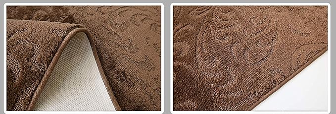 Custom Length Hallway Runner Rug, Slip Resistant, Floral Brown, 26 Inch X 24 - Image 5