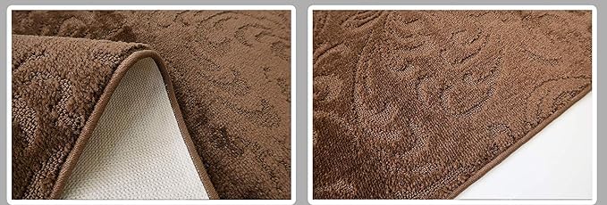 Custom Length Hallway Runner Rug, Slip Resistant, Floral Brown, 26 Inch X 16 - Image 5
