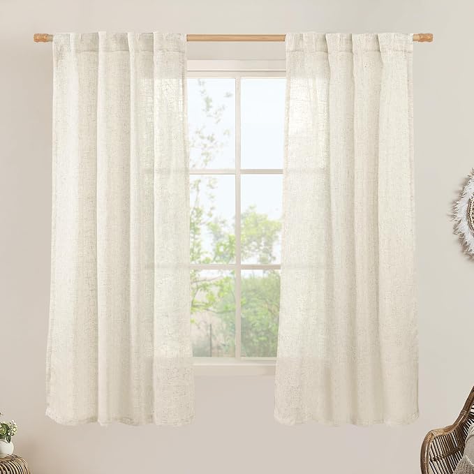 63 Inch Semi Sheer Linen Curtains by LAMIT