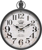Menterry Retro Round Wall Clock. Black Vintage Antique Style Decor Wall Clocks for Kitchen,Farmhouse,Bedroom,Bathroom,Office, (11.8" H x 9.3" W)