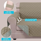 U-NICE HOME Reversible 23''Recliner Small Chair Cover, Khaki/Light Grey | - Image 4