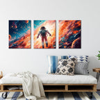 Galaxy Canvas Prints & Posters - 3 Panel Framed Astronaut Artwork for Boys Bedroom & Home Decor