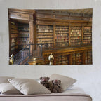 Kurtect Library Tapestry,Vintage Medieval Antique Bookshelf Bookcase Pattern Print Tapestries for Party Beach Picnic Blankets Tablecloths Living Room Wall Deocr, 60x90 in