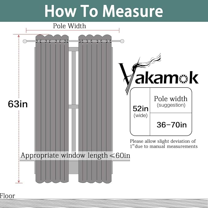 Yakamok Olive Green 100% Blackout Curtains 63 Inches Long 52" Wide 2 Panels | - Image 7