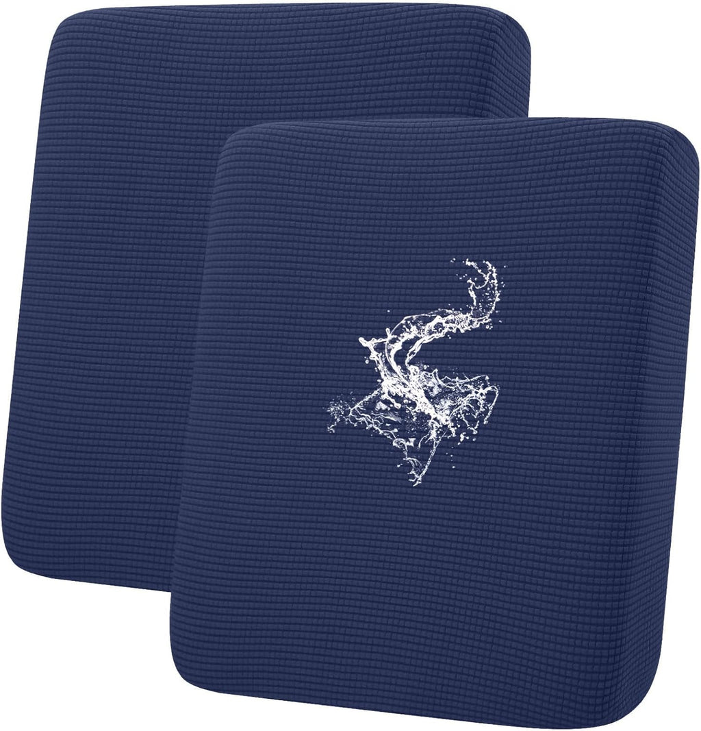 hyha Waterproof Couch Cushion Covers for Pets, Non Slip Sofa Seat Cover for Dogs Washable, Soft Thick Stretch Jacquard Fabric, Sofa Slipcovers with Elastic Bottom (2 Pieces, Navy)