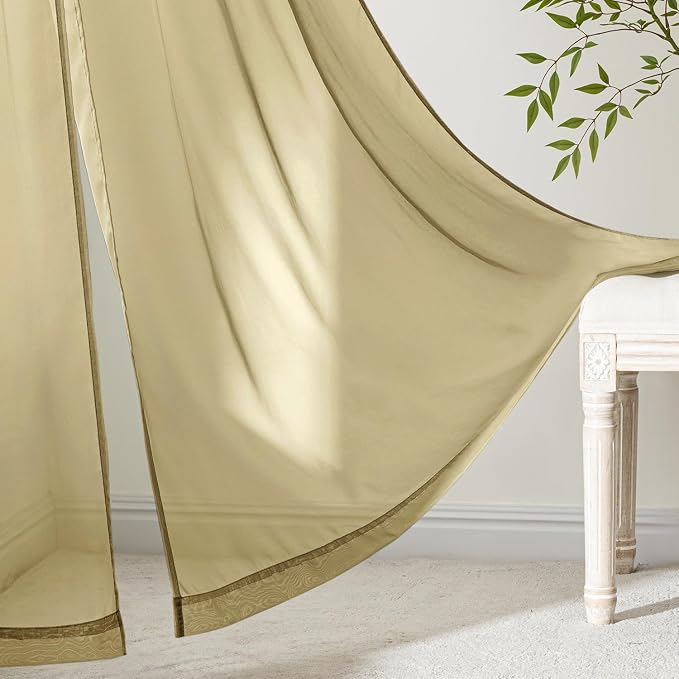 MIULEE Gold Sheer Curtains 72 Inches Long 4 Panels 42 x 72 Inches | Light - Image 6