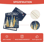 Artoid Mode Xmas Trees Snowflakes Blue Merry Christmas Table Runner, Winter Seasonal Kitchen Dining Table Decoration for Home Party Decor 13x72 Inch