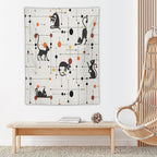 ICMOLYYENLO Abstract Cat Tapestry, Medieval Abstract Atomic Star Cat Vintage Home Wall Hanging Art Tapestry for Bedroom Living Room Dormitory 40x60 Inch
