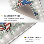 Patriotic Dish Drying Mat for Kitchen Counter Cute Stars 4th of July Holiday Absorbent Reversible Microfiber Kitchen Countertop Protector Dishes Pad Large 18x24 inch