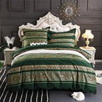 ABREEZE Bohemian Vintage Full Size Floral Cotton Bedding Set 3Pcs Duvet Cover Set Boho Green Paisley 100% Egyptian Brushed Cotton Reversible Home Bedding Collection