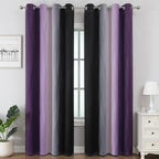 Black and Purple Ombre Blackout Curtains 90 Inch Length | Room Darkening - Image 2