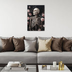 OAAPITI Skull Floral Wall Art Vintage Skeleton Portrait Canvas Print Dark Gothic Skull Art for Living Room Bedroom Home Wall Decor Ready to Hang(Artwork-10,16"x24")
