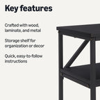 Amazon Basics Rectangular Console Table with Storage Shelf, Steel Frame, 39x31x11.8 in, Black