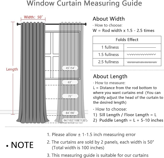 MYSKY HOME Linen Curtains for Living Room 96 Inches Long, Semi Sheer Curtains & - Image 9