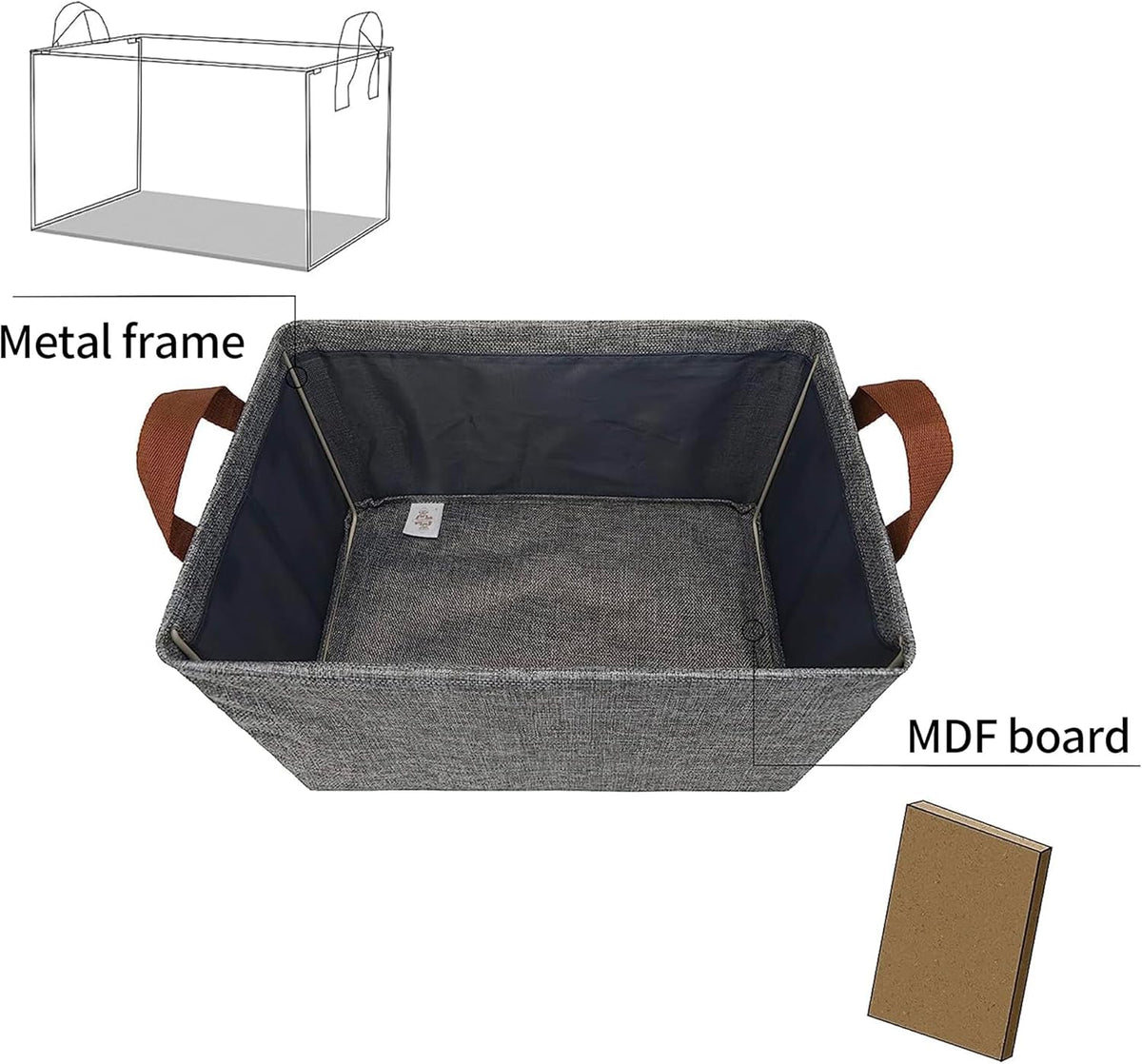 GRANNY SAYS Storage Baskets for Shelves, Closet Organizer Bins, Clothes Storage Bins with Metal Frame, Large Baskets for Organizing and Storage, Collapsible, Gray, 2-Pack